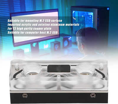 Dpofirs M.2 SSD PMMA Festplatte Wasserblock, Acryl Wassertank Kühler Wasserkühlung Kühler PC CPU Was