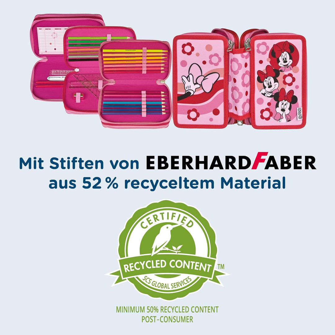 Scooli - Tripledecker Minnie Mouse - Gefülltes Schüleretui mit hochwertigen Stiften & Zubehör - Idea