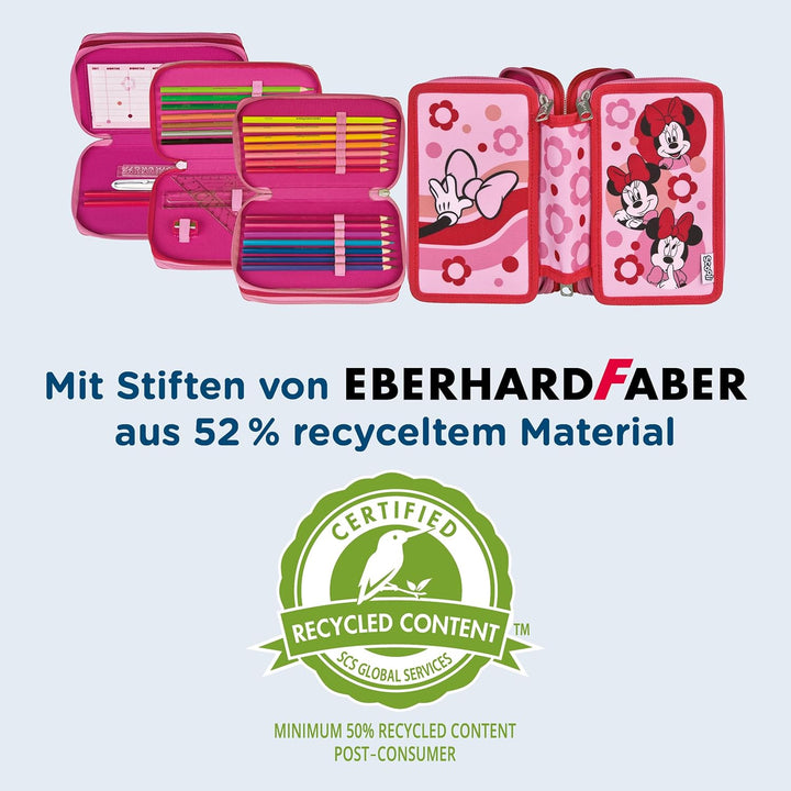 Scooli - Tripledecker Minnie Mouse - Gefülltes Schüleretui mit hochwertigen Stiften & Zubehör - Idea