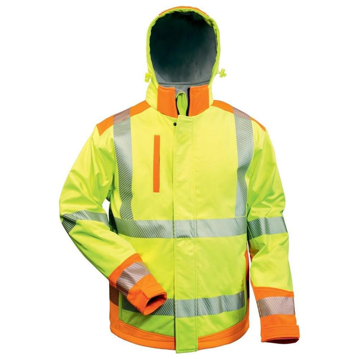 Warnschutz Winter Softshelljacke mit Kapuze Elysee *RICKMER* gelb/orange Gr. XL