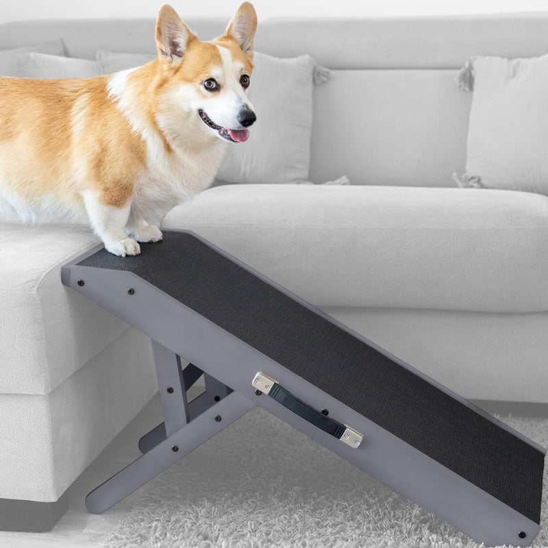 Hunderampe - Hundetreppe für kleine Hunde und grosse Hunde - Einstellbar 18-53 cm - Für Bett, Sofa -