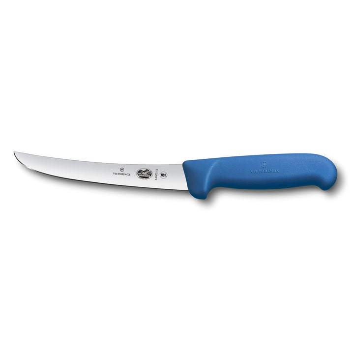 Victorinox Fibrox Ausbeinmesser, Scharfes Küchenmesser für Fleisch und Geflügel, 15 cm, Gebogene Kli