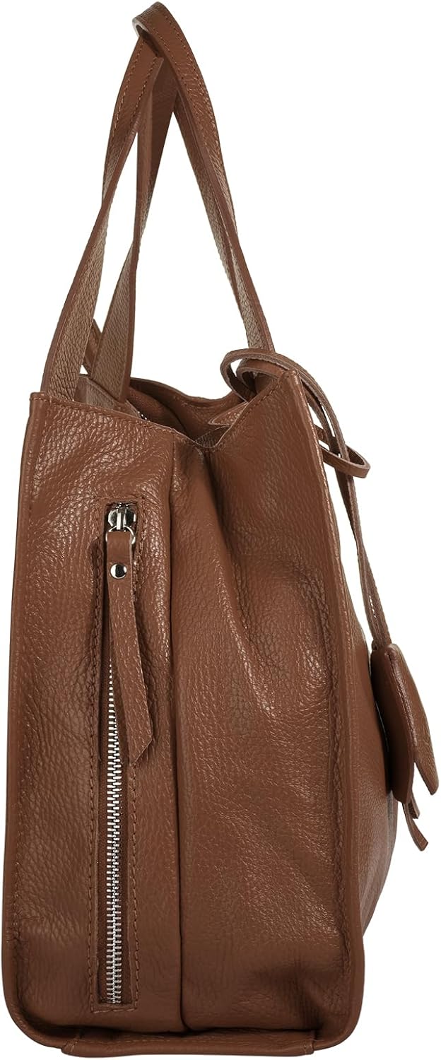Shopper Echt Leder Damen Made in Italy, Smartphonefach, Ledertasche Damen, Handtasche Echtleder, Umh