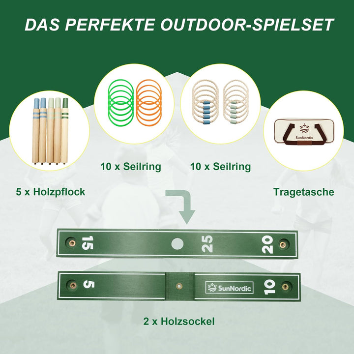 Ringwurfspiel-Set aus Holz, Strandspiel für Kinder, Erwachsene und die ganze Familie, inklusive Wurf