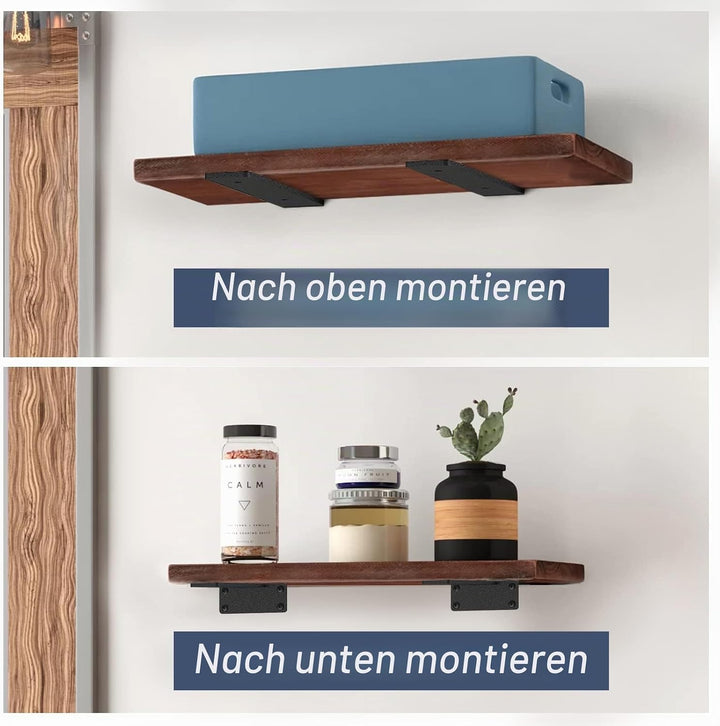 6 Stück schwebende Regalhalterungen, 15,2 cm, robuste industrielle Regalhalterung, schwarzes Metall,