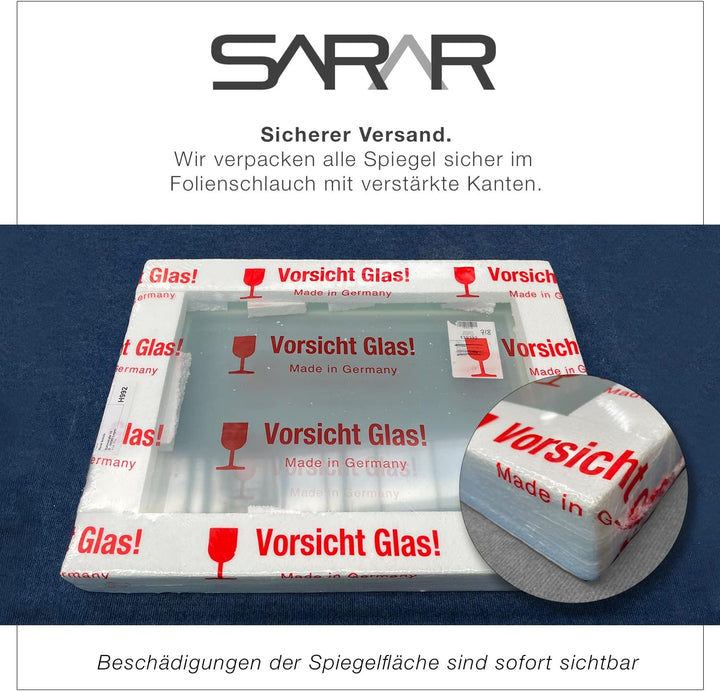 SARAR Badspiegel Spiegel Badezimmerspiegel mit schmaler rundum LED-Beleuchtung 140x70 cm Made in Ger