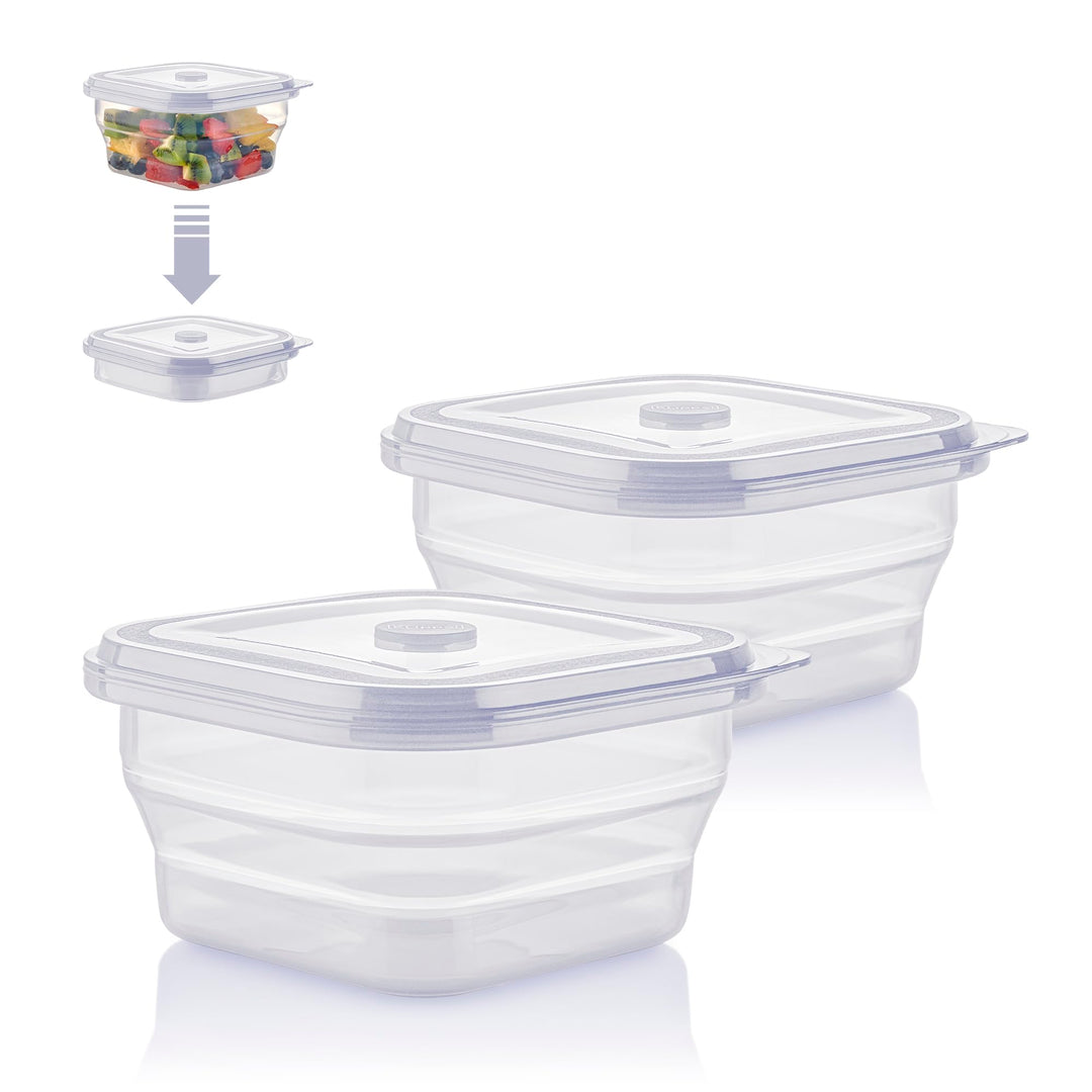 KLIPPSI® Lunchbox faltbar- Brotdosen Frischhaltedosen aus Platin Silikon hitze-kältebeständig, ausla