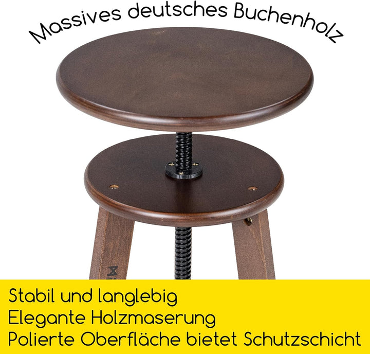 MEEDEN Zeichenhocker mit Verstellbarer Höhe, Walnuss Künstlerhocker, Studiohocker, Holzbarhocker, Kü