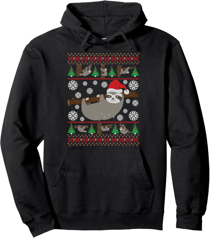 Sloth Ugly Christmas Adorable Funny Animal Holiday Xmas Gift Pullover Hoodie