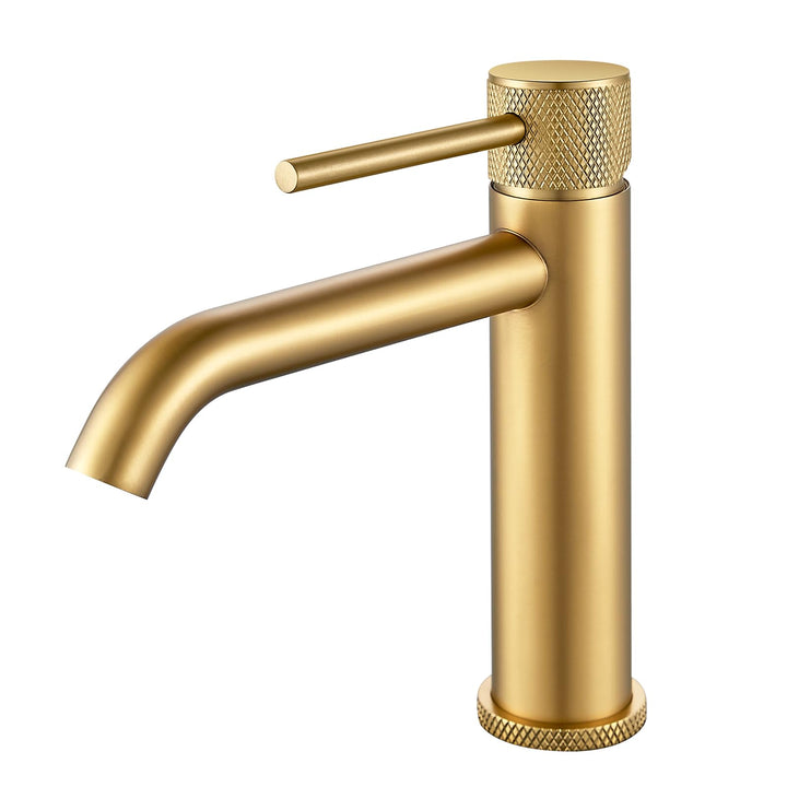 Wasserhahn Bad Waschtischarmatur Gold, Armatur Badezimmer mit Auslauf Höhe 105 mm, Einhebelarmatur G