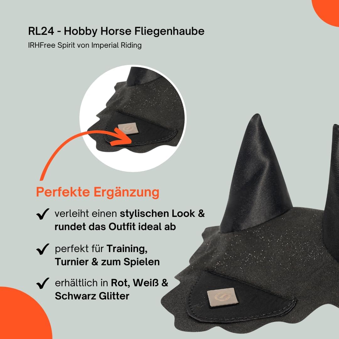 RL24 - Imperial Riding Hobby Horse Fliegenhaube IRHFree Spirit – Schwarz | Spielzeug Haube für Steck
