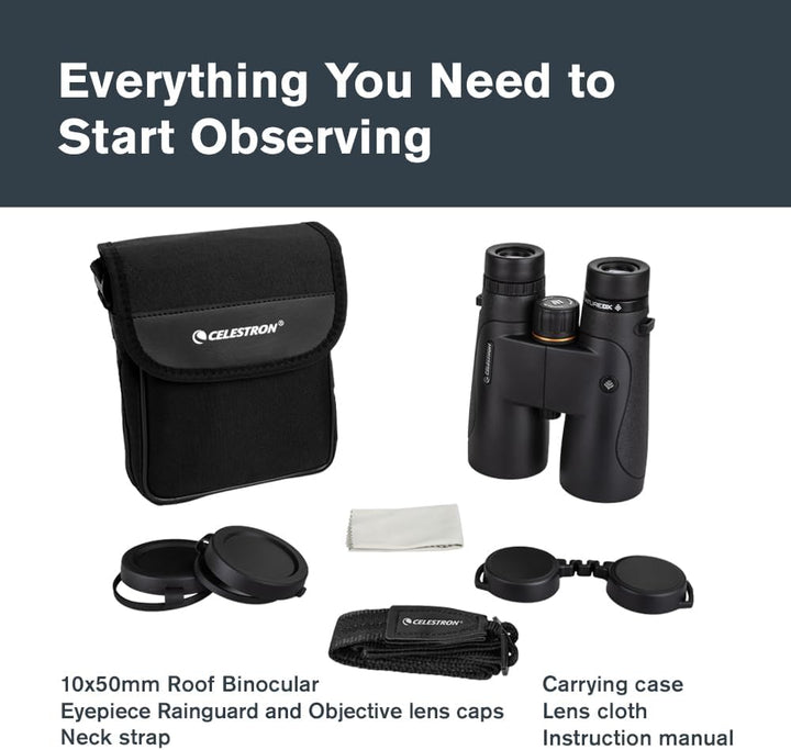 Celestron 72325 Nature DX 10x50 Fernglas für Natur- und Vogelbeobachtungen, vollvergüter mit BaK-4-P