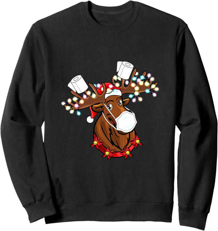 Funny 2020 Christmas Quarantine Shirt Reindeer Face Mask Sweatshirt