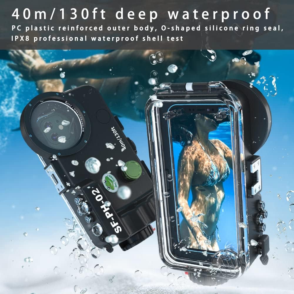 Sea frogs Waterproof Case, 130ft/40m Underwater Full Sealed Cover Snowproof Shockproof Dirtproof IPX