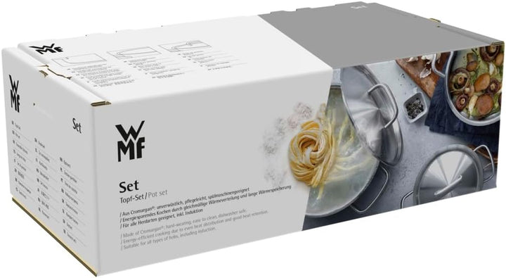 WMF Diadem Plus Topfset Induktion 3-teilig, Kochtopf Set mit Glasdeckel, Cromargan Edelstahl poliert