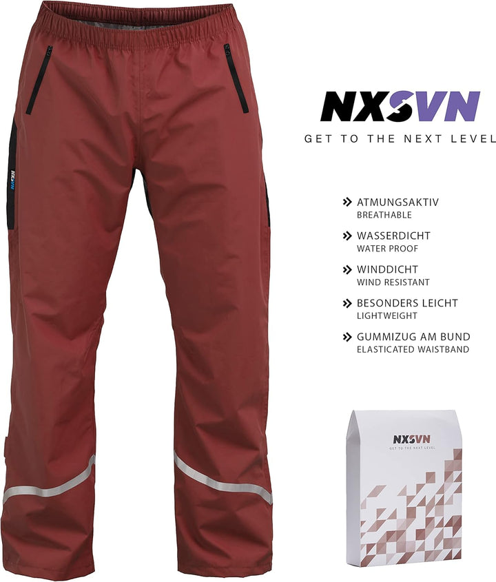 Rubberneck NXSVN Fahrrad Regenhose Atmungsaktiv, Reflektierend mit 3M Reflektoren S Rot, S Rot