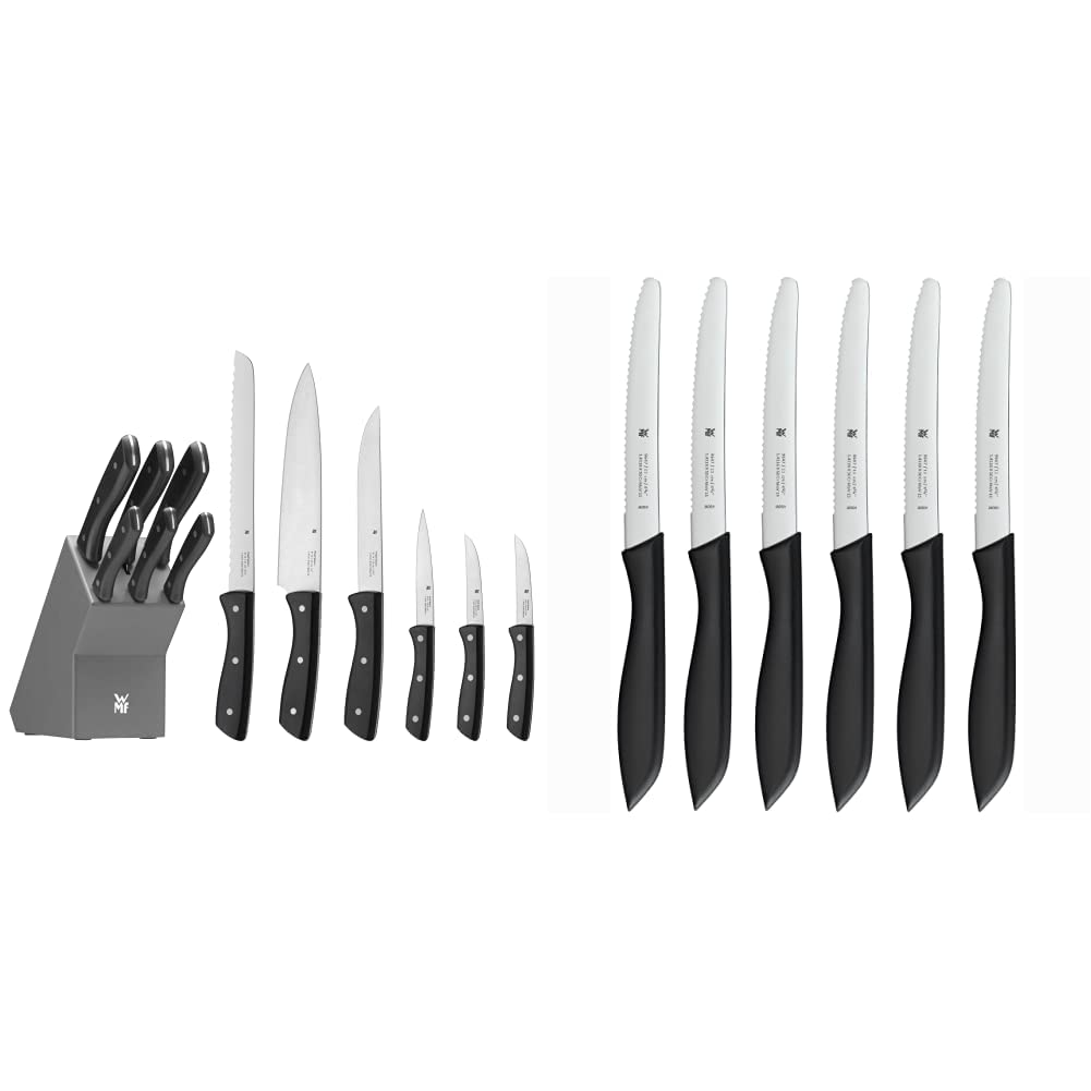 WMF Messerblock mit Messerset 7-teilig & Classic Line Frühstücksmesser Set 6-teilig, 23 cm, Brötchen