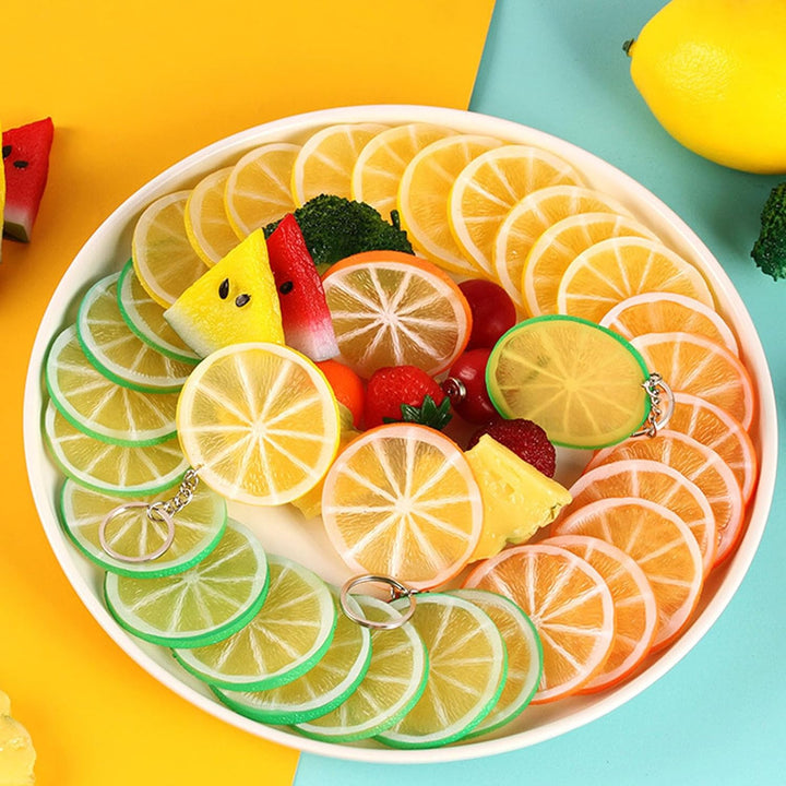 Xusxes 37 Stück Orangenscheiben Plastik, Künstliche Zitronenscheiben, Limetten Deko, Limetten Plasti