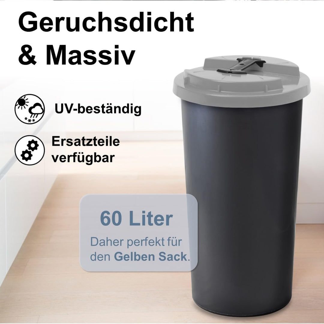 KUEFA BSC 60L Mülleimer, Müllsackständer, Gelber Sack Ständer inkl. Klemm-Ring für Müllbeutel, extra