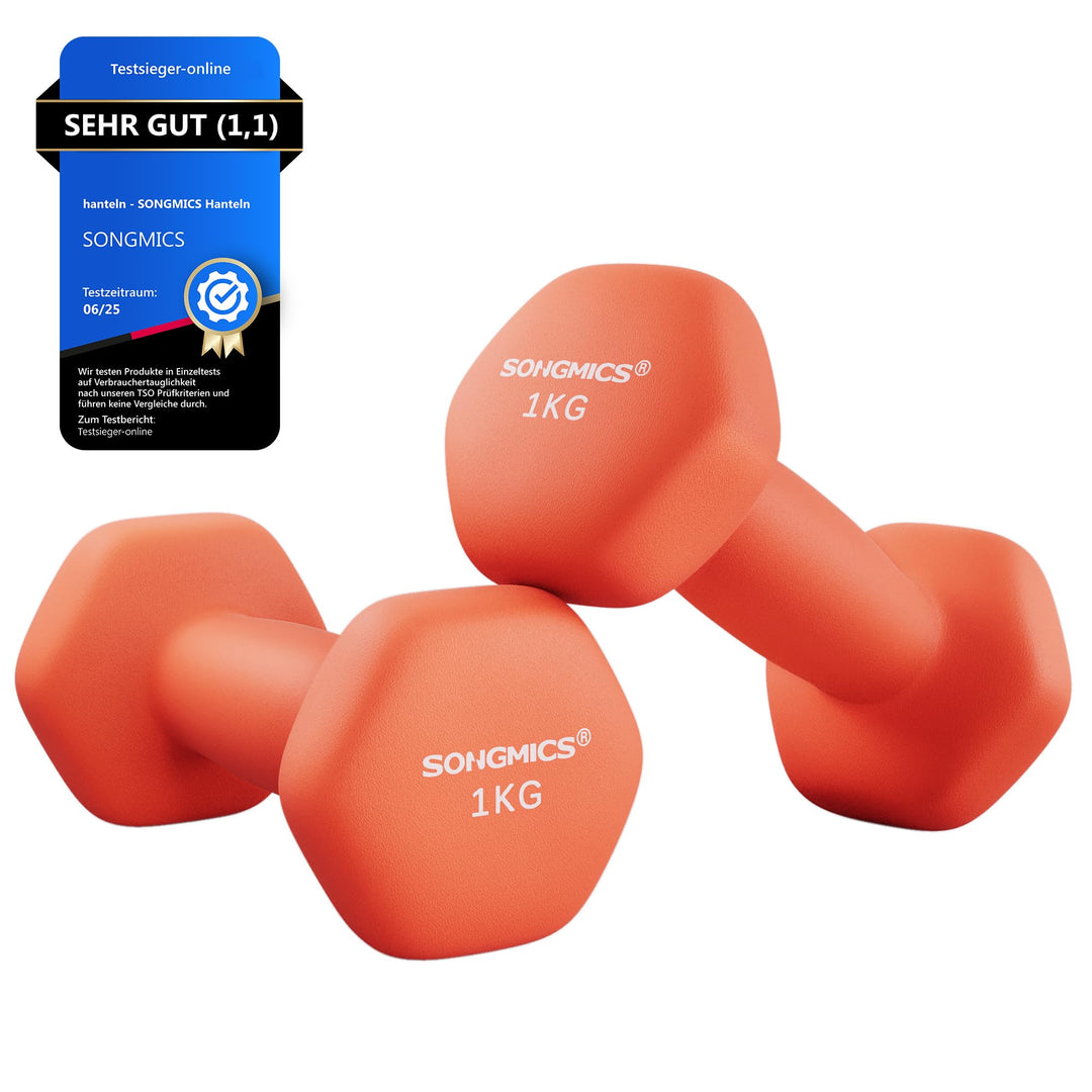SONGMICS 2 Stück Hexagon Hanteln mit Neoprenbeschichtung für Krafttraining, Fitness, Zuhause 2 x 1 k