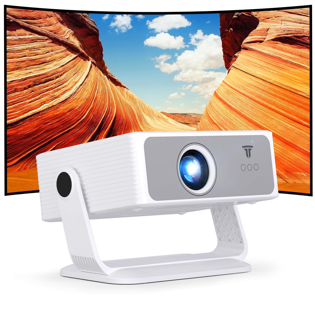 Smart Beamer Android 14, 270° drehbarer Fuss, 720P &amp; 4K Dekodierung,400ANSI-Lumen, Automatische Trap