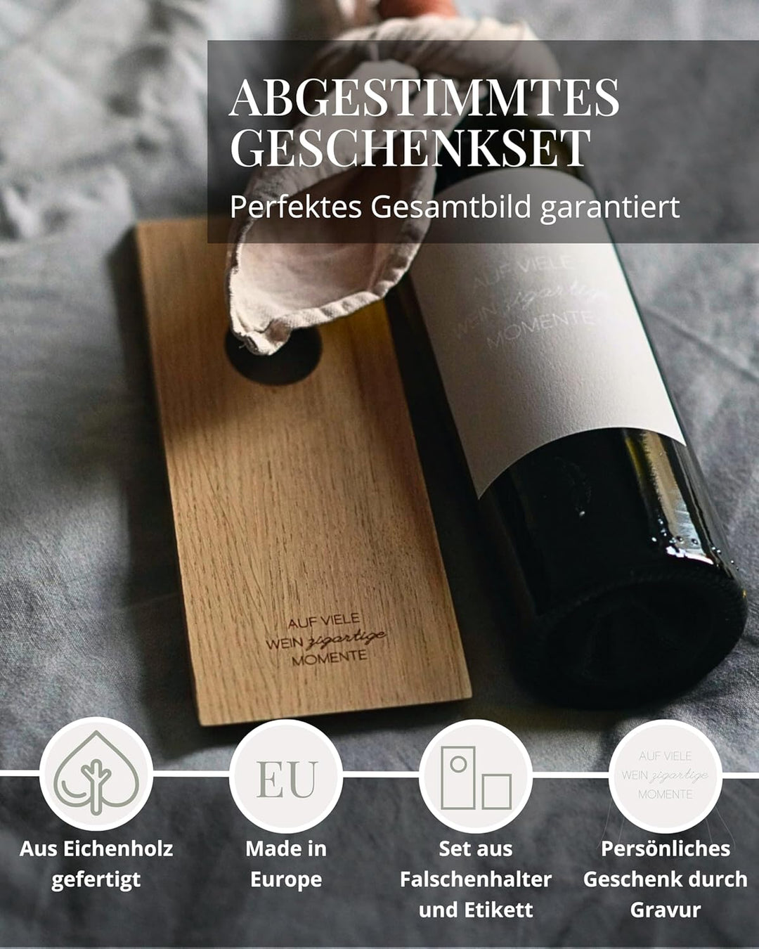 Livlig53 Weinflaschenhalter aus Holz, Magischer Flaschenhalter aus Eiche mit personalisiertem Weinet