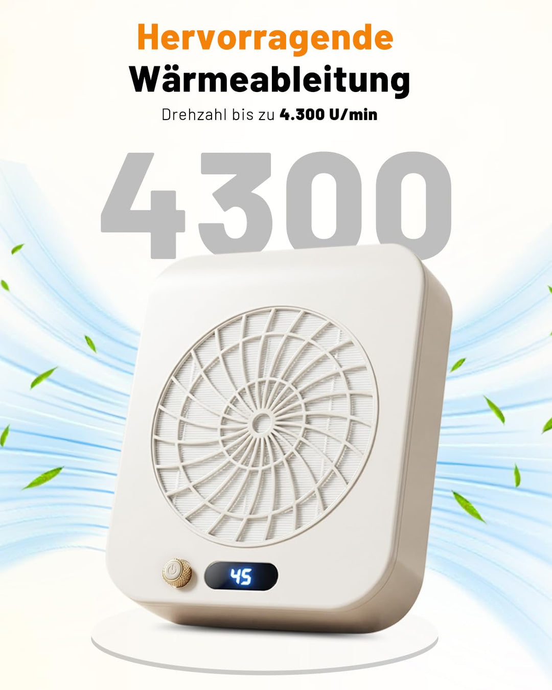 CozyZen Nagelstaubabsauger mit 4300 U/min, 45-stufig, LED-Anzeige, 160 CFM, 30.000h Motor, wiederver