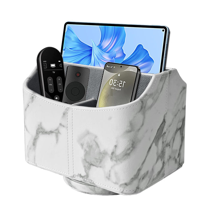 360° Drehbarer FernbedienungShalter,Handys Aufbewahrung,PU Leder Kosmetikpinsel Organizer mit 5 Fäch