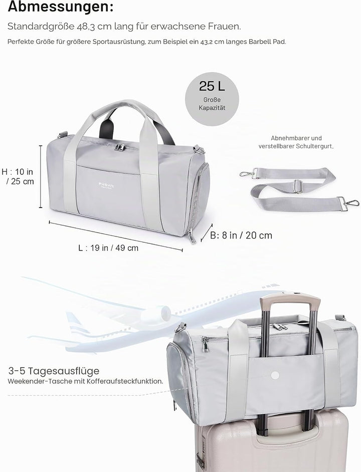19 Zoll Sporttasche Reisetasche für Damen und Herren,wasserdichte Handgepäcktasche,Trainingstasche f