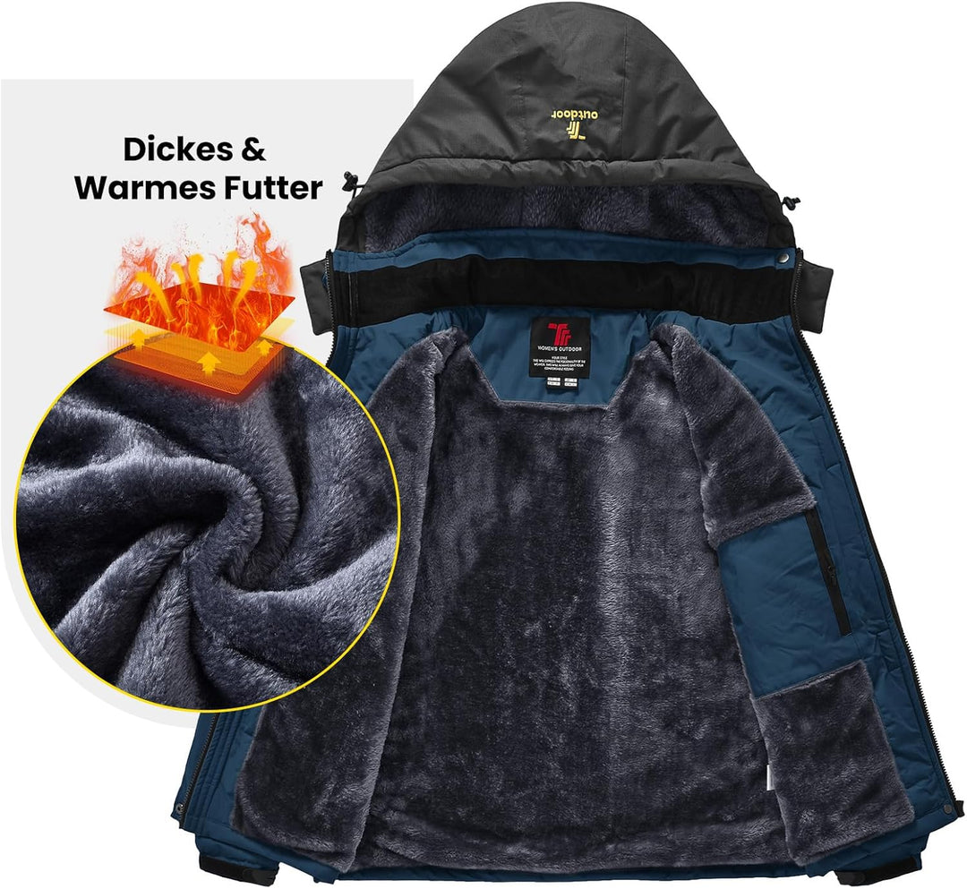 Damen Jacken Fleecejacke Winterjacke Wasserdicht Atmungsaktiv Verdickt Warm Winddicht Softshelljacke