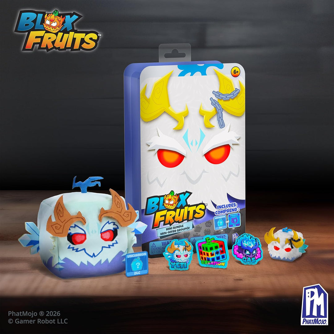 BLOX Fruits Yeti Mystery Mini Bundle Series 3, Plüschtier, Minifigur, Aufkleber, DLC-Code, 6 Sammler