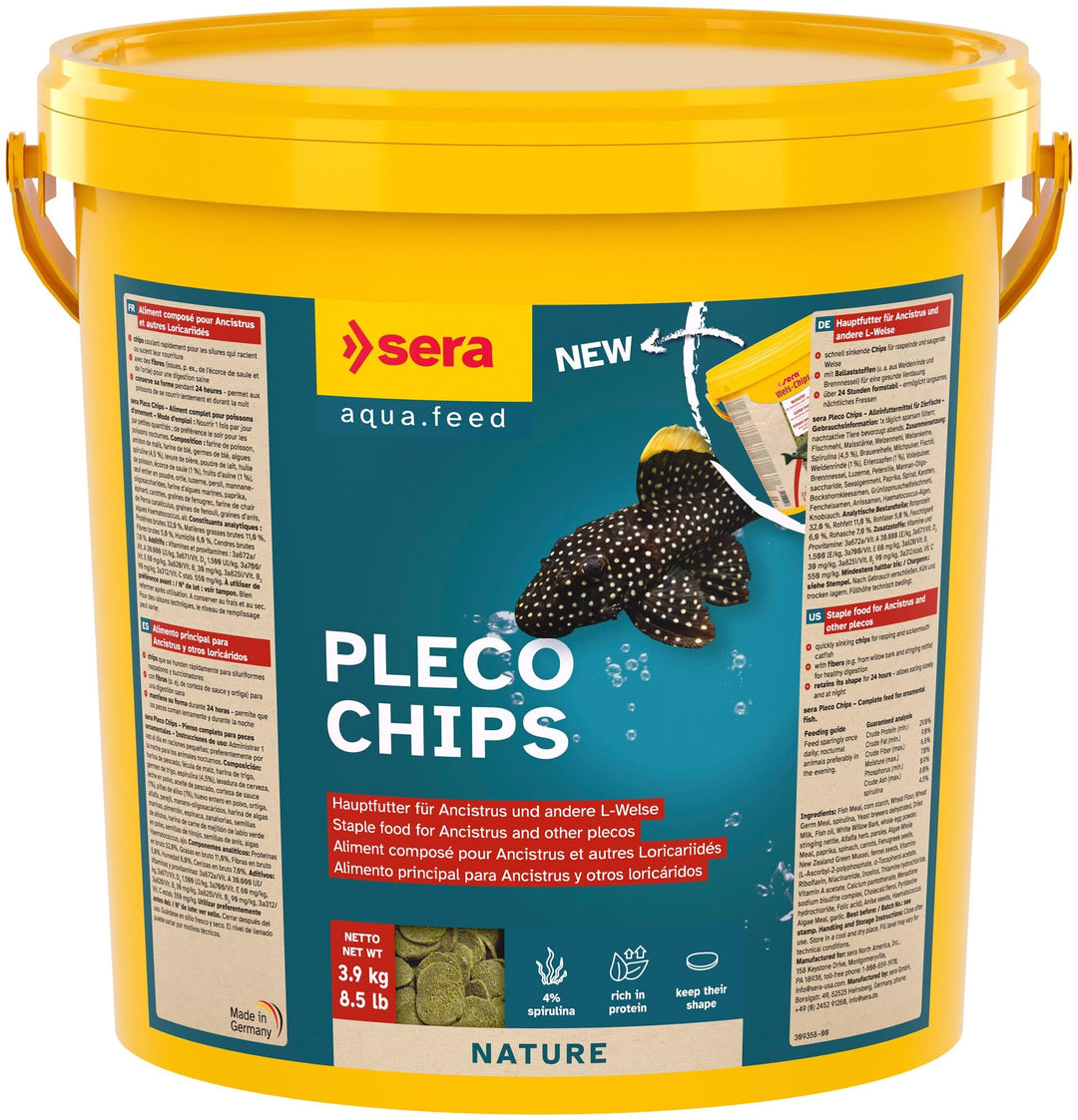 sera Welsfutter Nature 3,8 kg | Formstabile Chips für den gesunden Wels | Hohe Futterverwertbarkeit