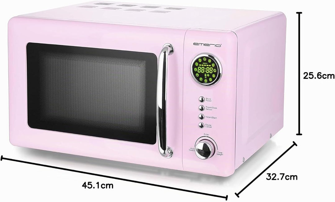 Rosa/Pink 700 Watt Mikrowelle 20 Liter Garraum Drehteller Retro Design Emerio MW-112141.1 Mikrowelle