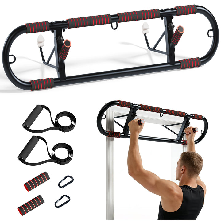 SogesPower Türreck Klimmzugstange für Türrahmen Home Gym | Faltbare Mehrfachgriff Trainingsstange ro