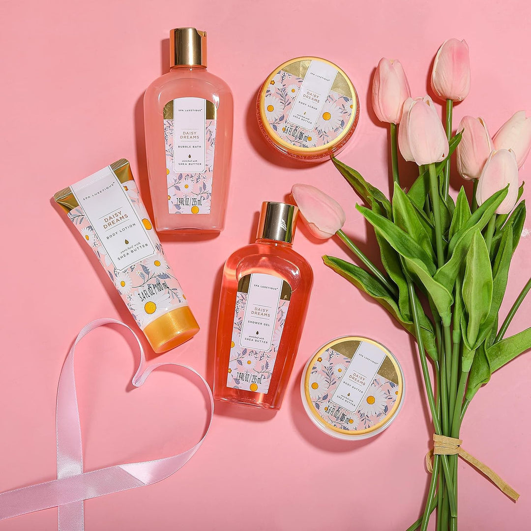 SPA LUXETIQUE Damen Bade Geschenkset - Beauty Set für Sie 12tlg Geburtstagsgeschenk, Gänseblümchendu