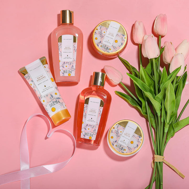 SPA LUXETIQUE Damen Bade Geschenkset - Beauty Set für Sie 12tlg Geburtstagsgeschenk, Gänseblümchendu