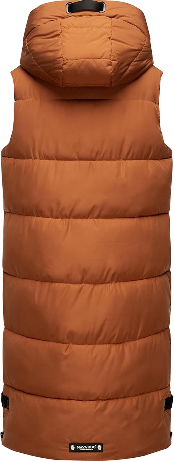 Navahoo Damen ärmellose Lange Outdoorweste warme Winterjacke Schnuffelchen XS-3XL, XS Rusty Cinnamon