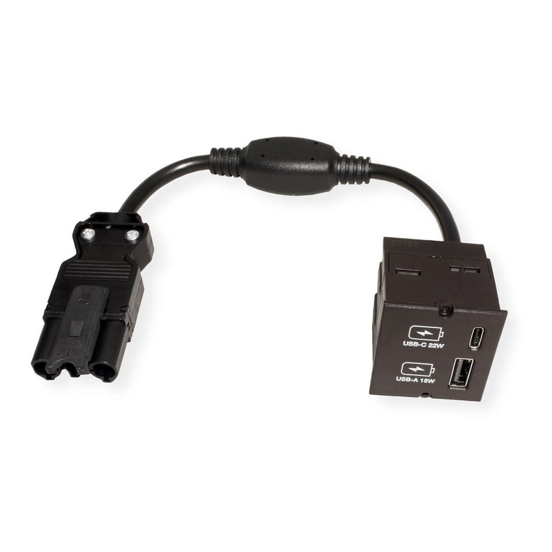 Bachmann Keystone Modul USB Doppelcharger 1xUSB-A, 1xUSB-C max. 22W, 917227, schwarz