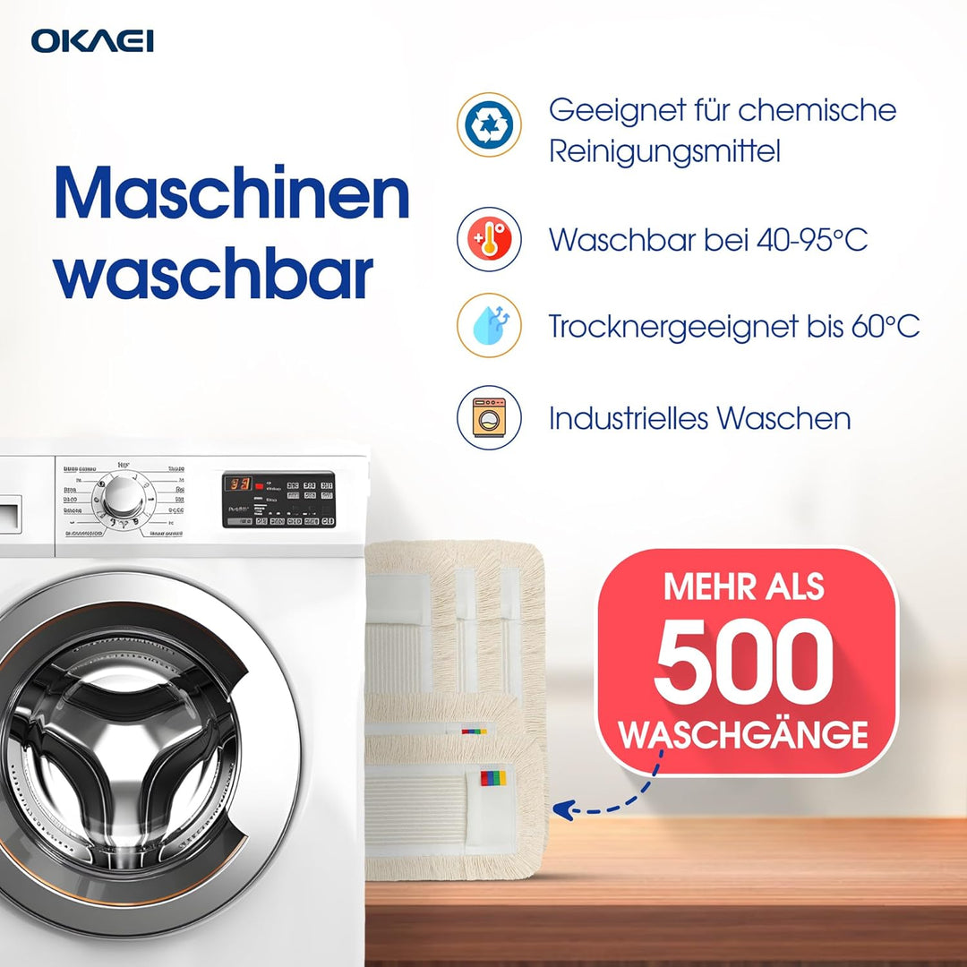 Okaei 5 Stück Wischmopp Bezug (50 cm) - Bodenwischer-Wischbezug zur Trocken- &amp; Nassreinigung - Boden