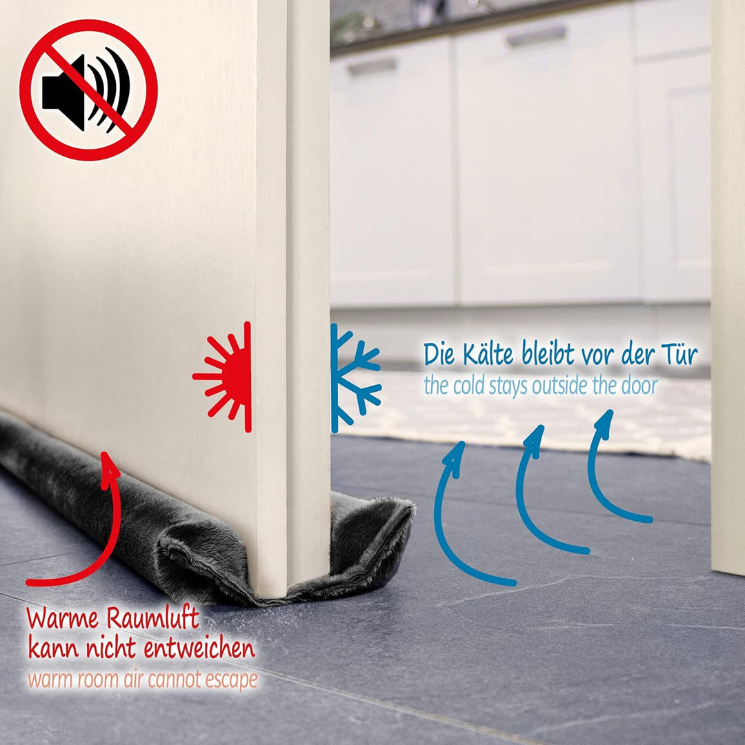 com-four® 2X Zugluftstopper für die Tür - Mikrofaser Türbodendichtung - Luftzugstopper mit Doppeldic
