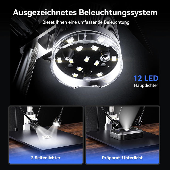 TOMLOV TriL110 3 Objektiv 2K HDMI Digitales Mikroskop, 10,1" Münzmikroskop für gesamte Münzen mit IP