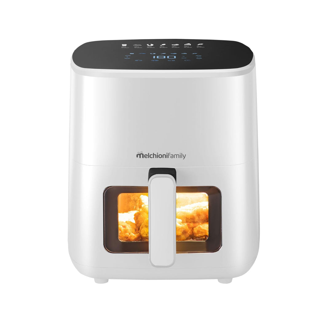 Melchioni Family Marianna New Luftfritteuse, 5 l, kompakt, mit Antihaft-Behälter, Touch-Display, 7 P