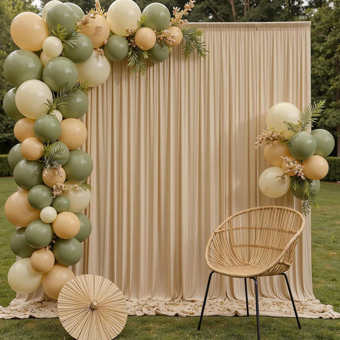 3×3 m Beige Hochzeit Hintergrund Vorhang, 2 Platten 1,5×3m Faltenfreie Seide Polyester Beige Fotowan