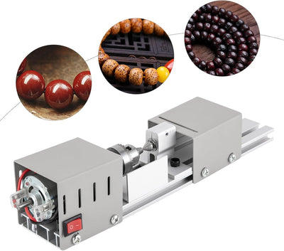 96W Mini Drehmaschine 12-24V Metalldrehmaschine 9000rpm Drehbank Tischdrehbank Silber Drechselbank Z