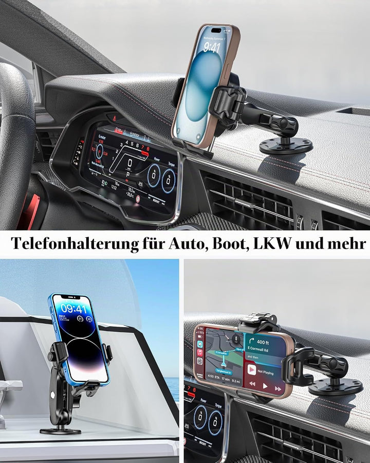 BRCOVAN Handyhalterung mit Vibrationsdämpfer [1s Lock] mit runder Aluminiumbasis und mittellangem Ar