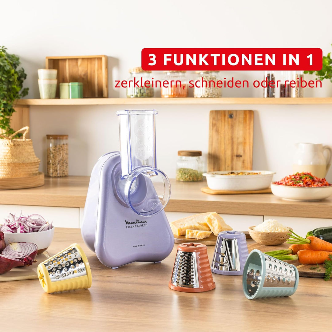 Moulinex Fresh Express Elektrische Gemüsereibe, Direktserviersystem, 4-in-1, zerkleinern-schneiden-r