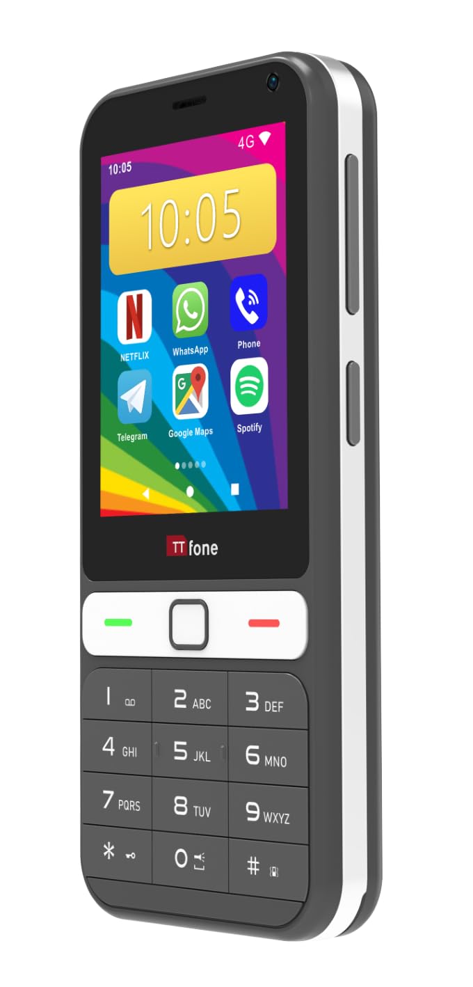 TTfone TT280 – Telefon 4G Dual SIM Single mit Android, 2,8 Zoll Touchscreen, Tastatur, 2 MP Kamera,