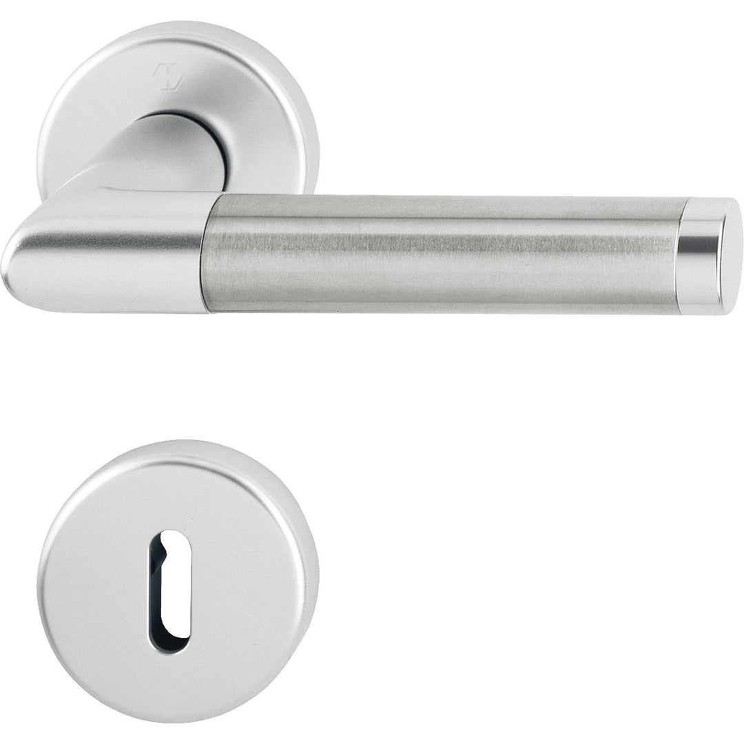 HOPPE 3286690 Drückergarnitur Amsterdam mit Rosetten BB (Buntbart),silber eloxiert/Edelstahl BB Silb