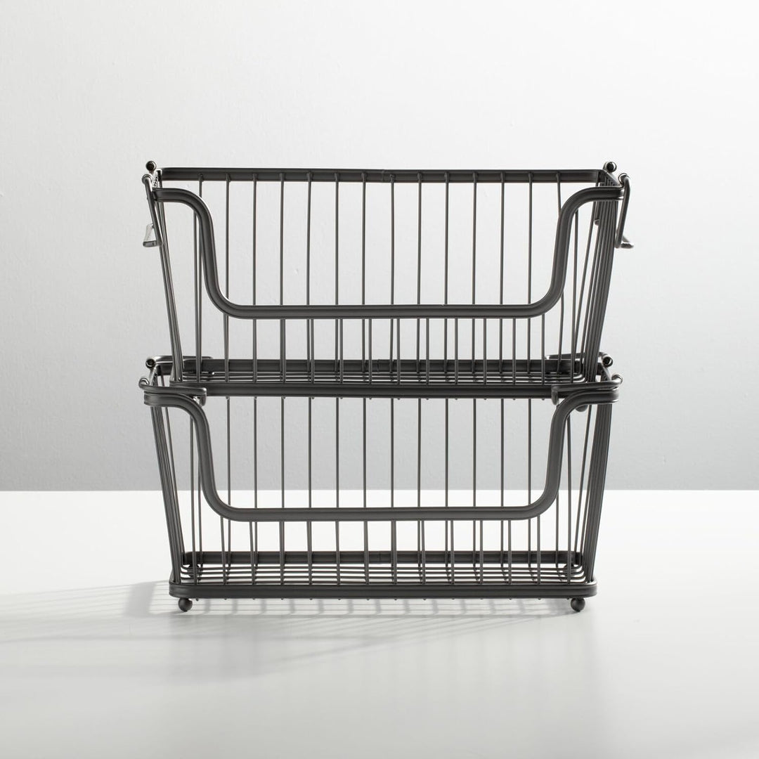 mDesign Metall Ablagebox mit Henkeln – Aufbewahrungskorb im ansprechenden Design – idealer Drahtkorb