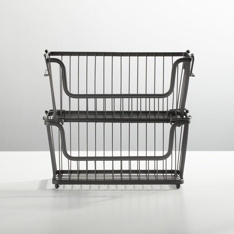 mDesign Metall Ablagebox mit Henkeln – Aufbewahrungskorb im ansprechenden Design – idealer Drahtkorb